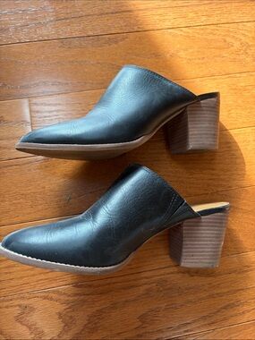 Madewell black leather heeled mules